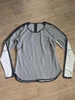lululemon athletica Black & White Striped Long Sleeve Tee